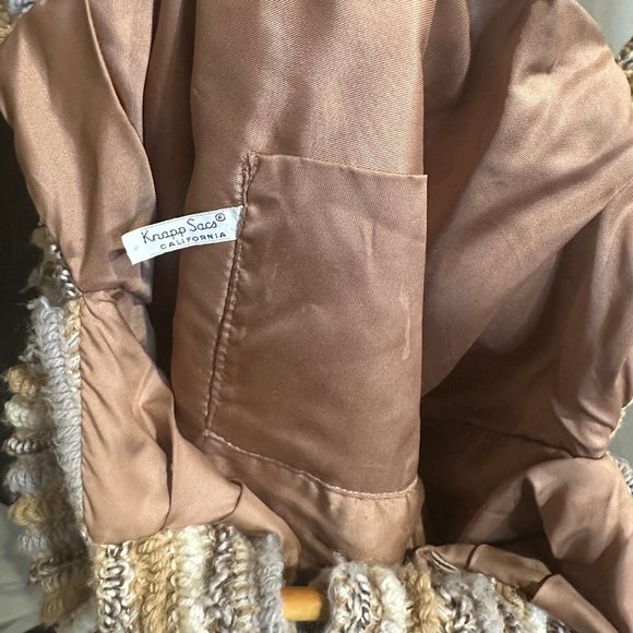 Vintage Knapp Sacs Of California 1970’s Knit Round Wood Handle HandBag - Picture 7 of 14